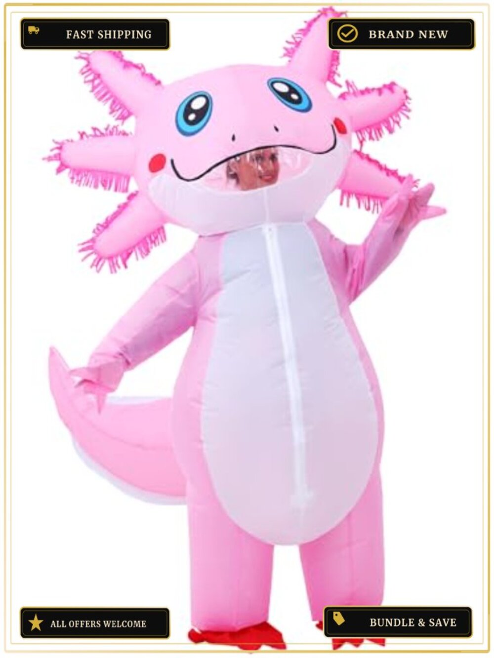 Inflatable Axolotl Costume Full Body Blow Up Adult Plus Size Halloween Party